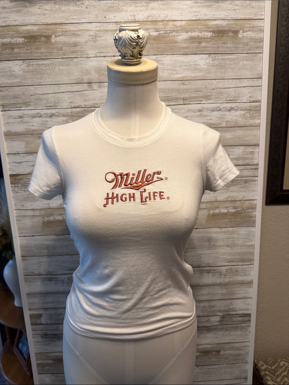 Miller High Life White Graphic Tee - Women's Crewneck Top XS